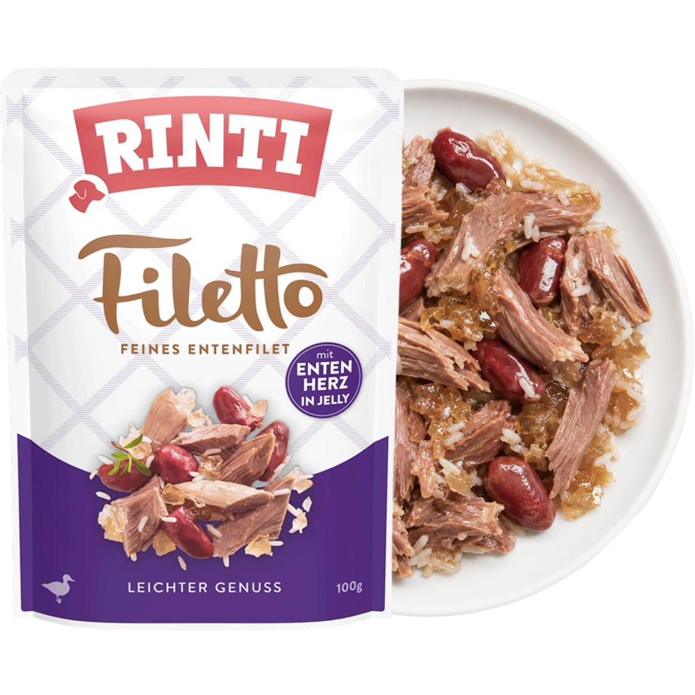 RINTI Filetto Kaczka z Kaczymi Sercami Karma Mokra dla Psa 100g